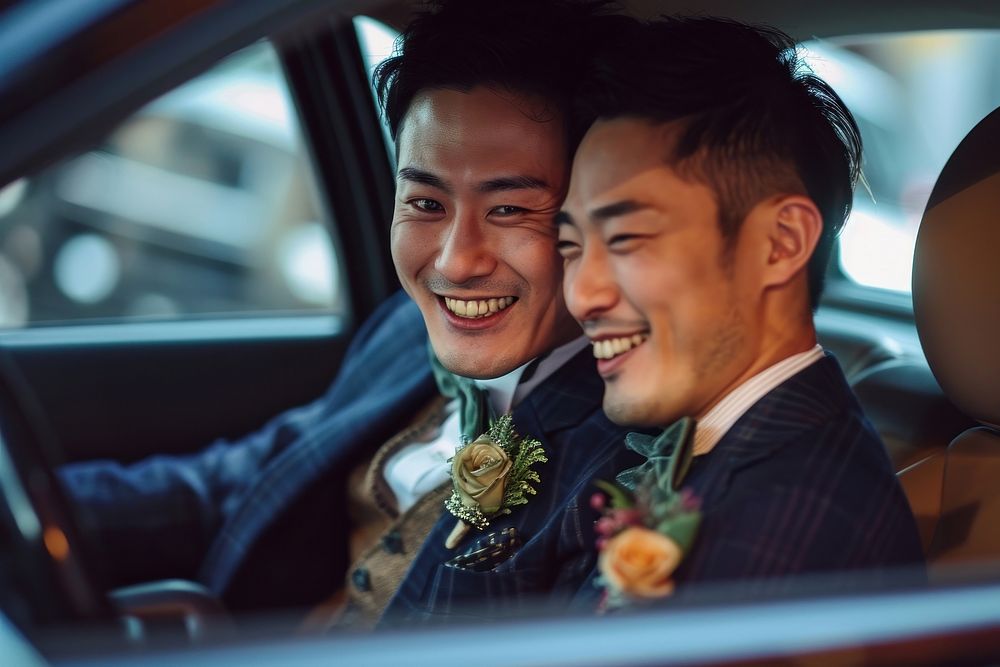 Japanese couple of gay grooms romance wedding adult.