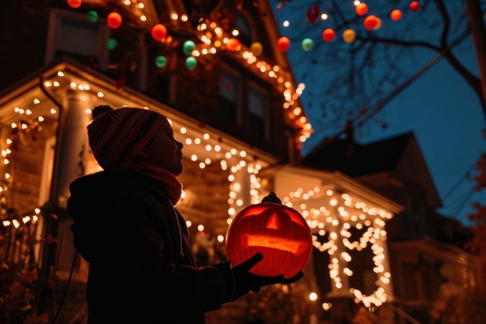 Halloween pumpkin holding night.