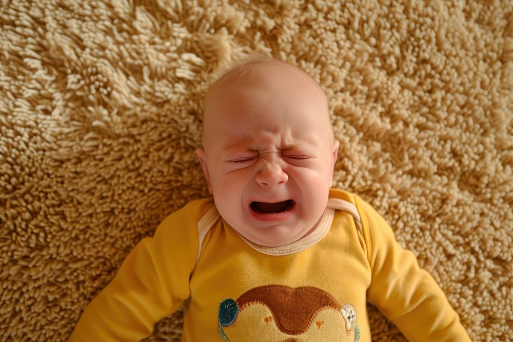 Baby crying frustration beginnings displeased.