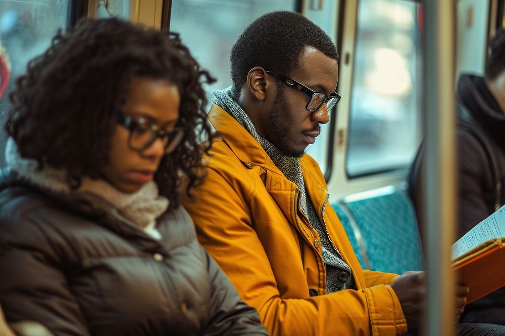 Black people working commuter adult togetherness.