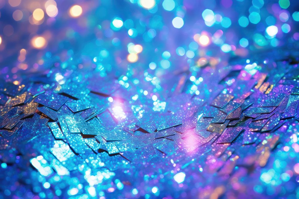  Blue Holographic Rainbow Glitter glitter backgrounds defocused. AI generated Image by rawpixel.