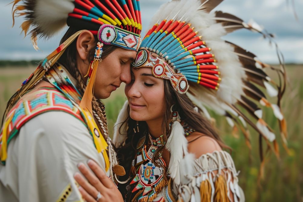 Couple blessed wedding adult tribe.