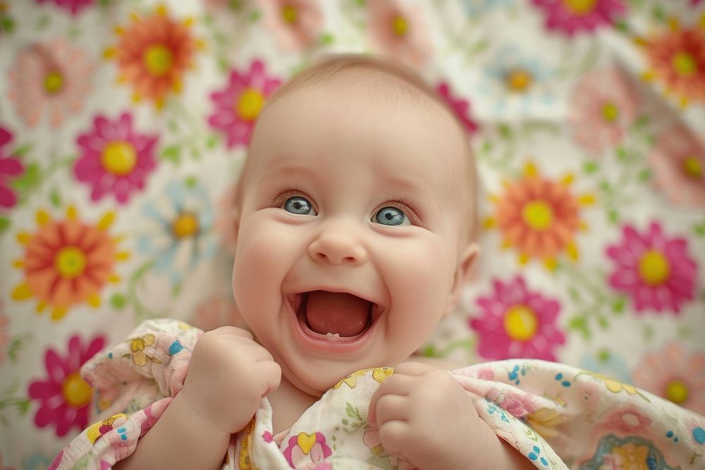 Happy baby photography laughing portrait.