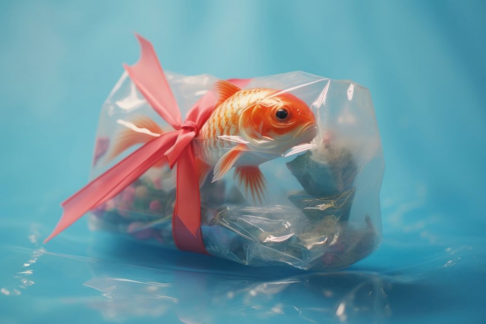 Packed fishe goldfish plastic animal.