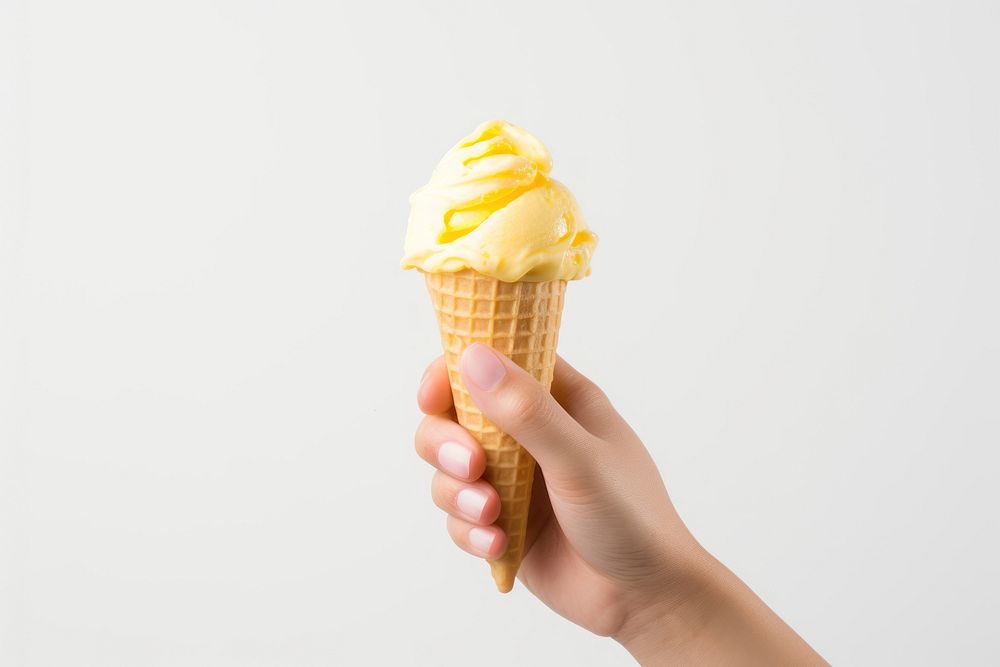 A female hand holding an ice cream cone dessert food milkshake. AI generated Image by rawpixel.
