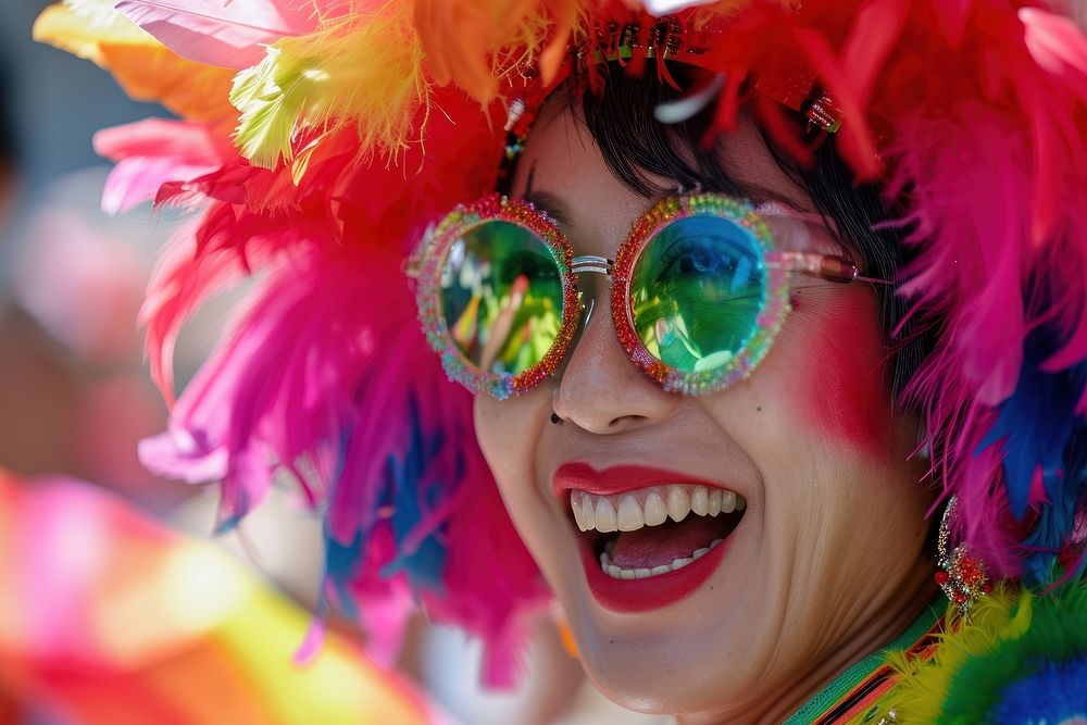Portrait sunglasses carnival parade.
