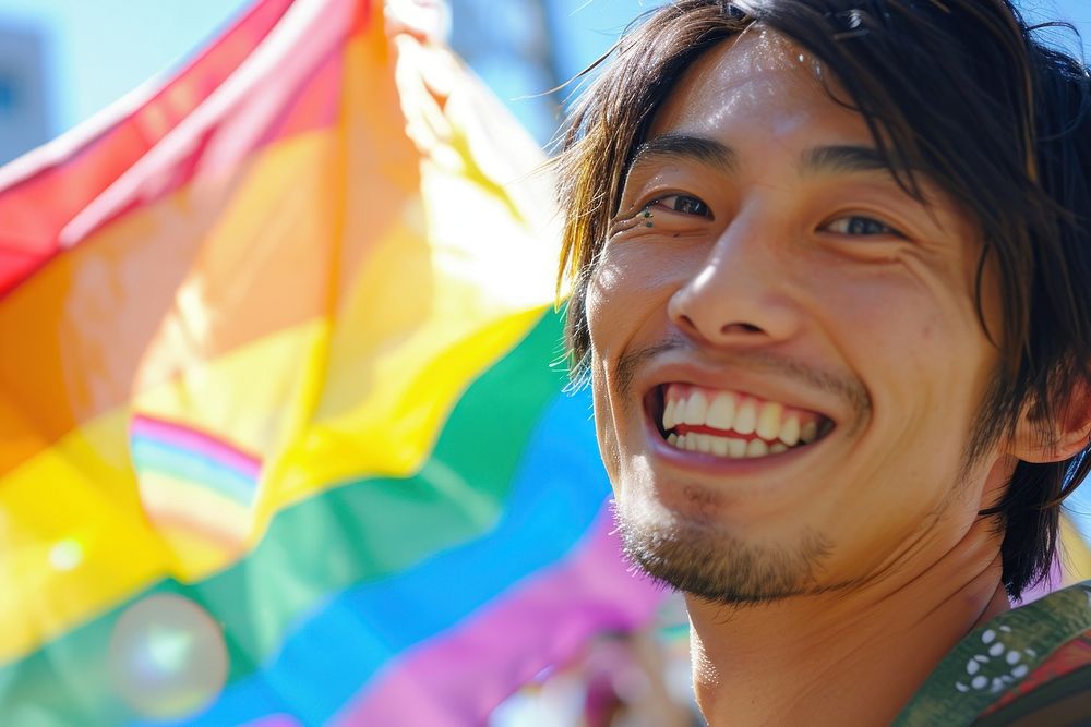 Japanese man smiling parade adult.