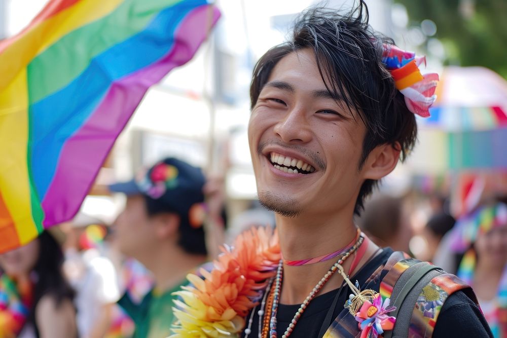 Japanese man parade smiling adult.