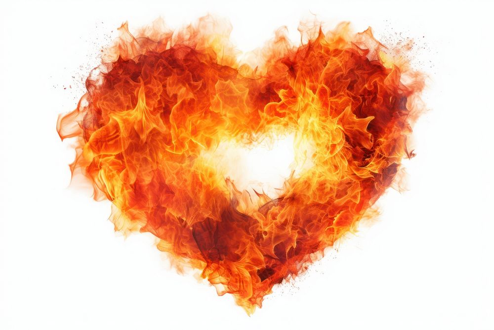 Heart-shaped fire flame backgrounds white background creativity.