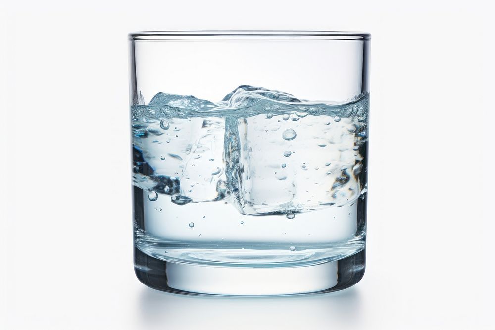 Water glass white background refreshment.
