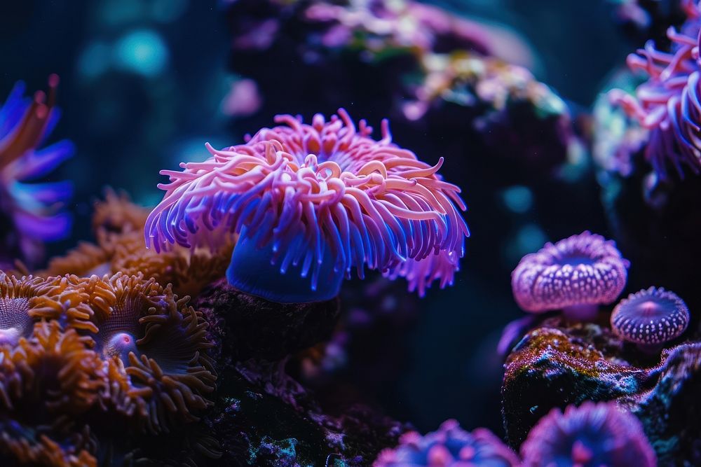Random real amazing coral deep sea underwater aquarium outdoors.