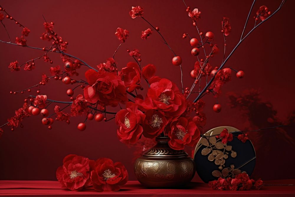Chinese newyear flower celebration plant. AI generated Image by rawpixel.