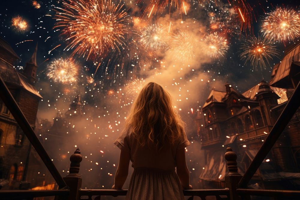 New year celebration fireworks outdoors. AI generated Image by rawpixel.