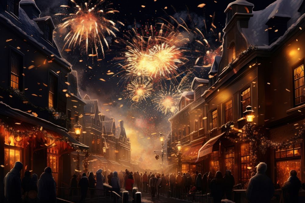 New year celebration fireworks festival. AI generated Image by rawpixel.