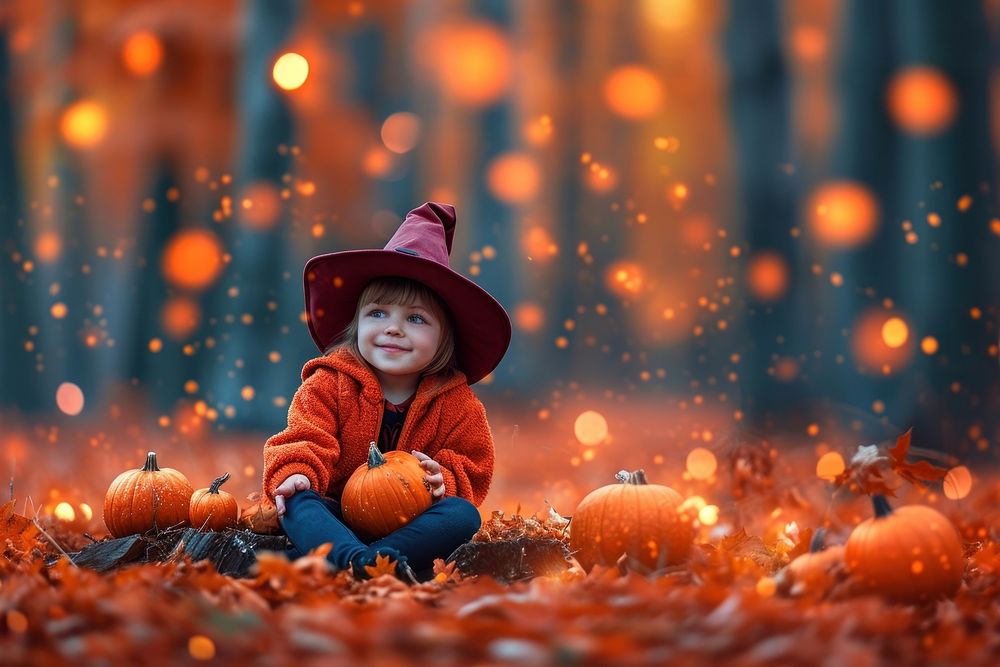 Funny spooky halloween baby jack-o'-lantern.