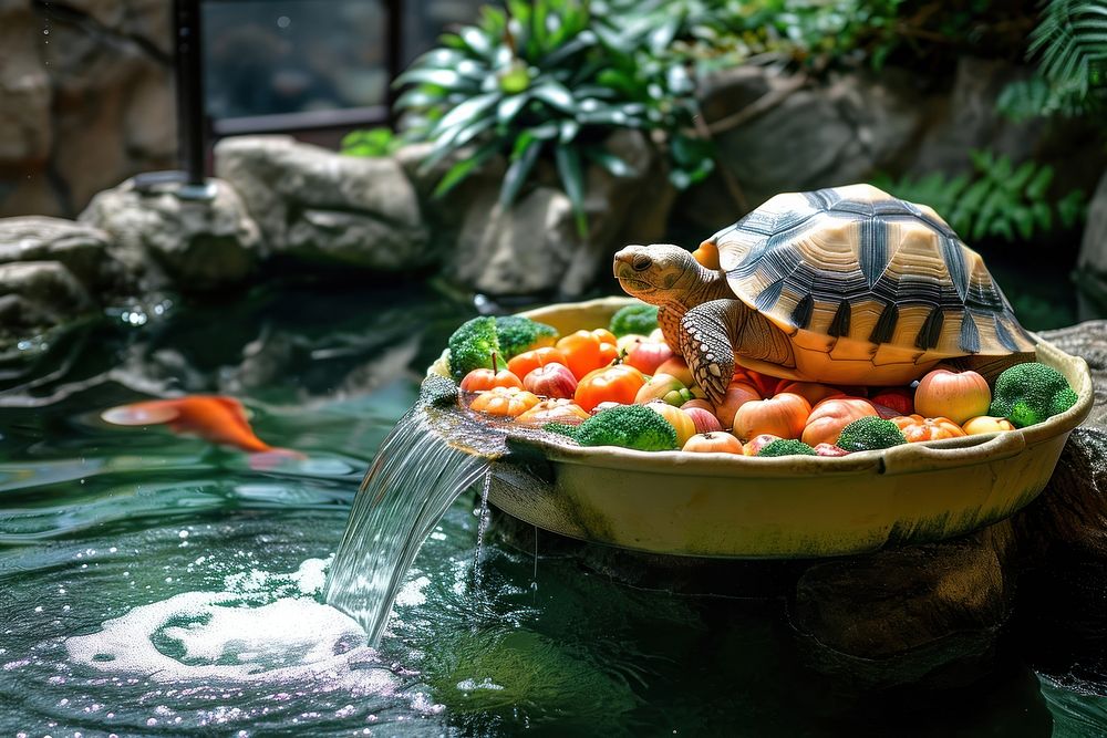 Tortoise eating outdoors reptile animal.