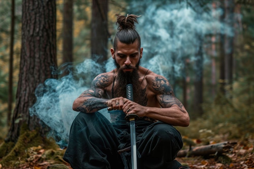 Warrior sculpter tattoo smoke individuality.