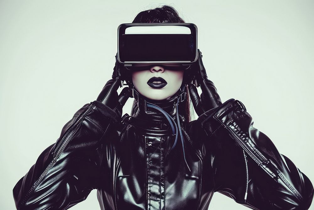 Woman wearing VR glasses futuristic photo photography technology.