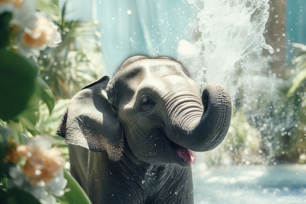 Songkran day elephant wildlife animal. AI generated Image by rawpixel.