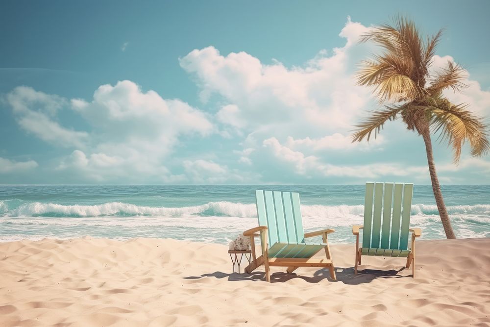Vacation beach furniture outdoors. AI generated Image by rawpixel.
