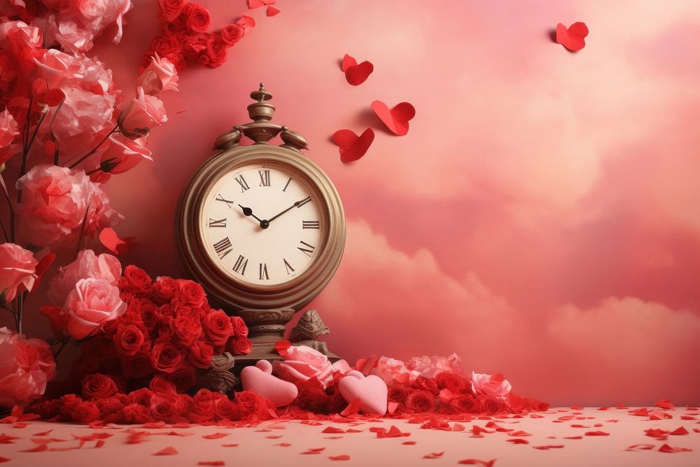Valentine flower clock petal. AI generated Image by rawpixel.