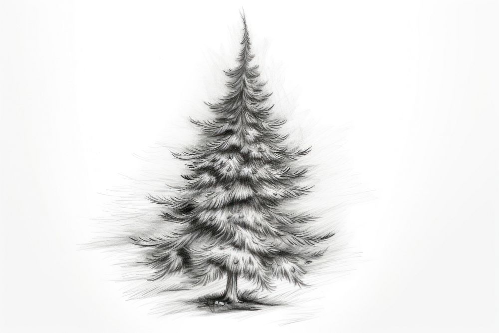  Christmas tree drawing sketch plant. AI generated Image by rawpixel.