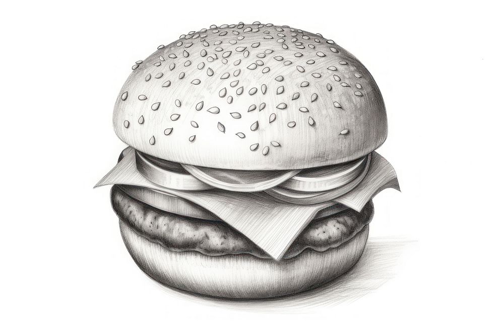  Burger drawing sketch food. AI generated Image by rawpixel.