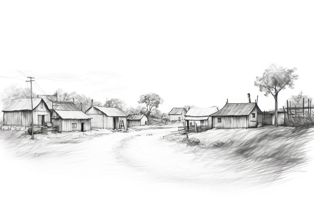 Small village drawing sketch outdoors. AI generated Image by rawpixel.