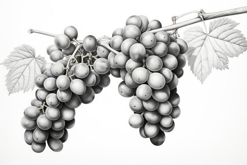  Grapes drawing sketch fruit. AI generated Image by rawpixel.