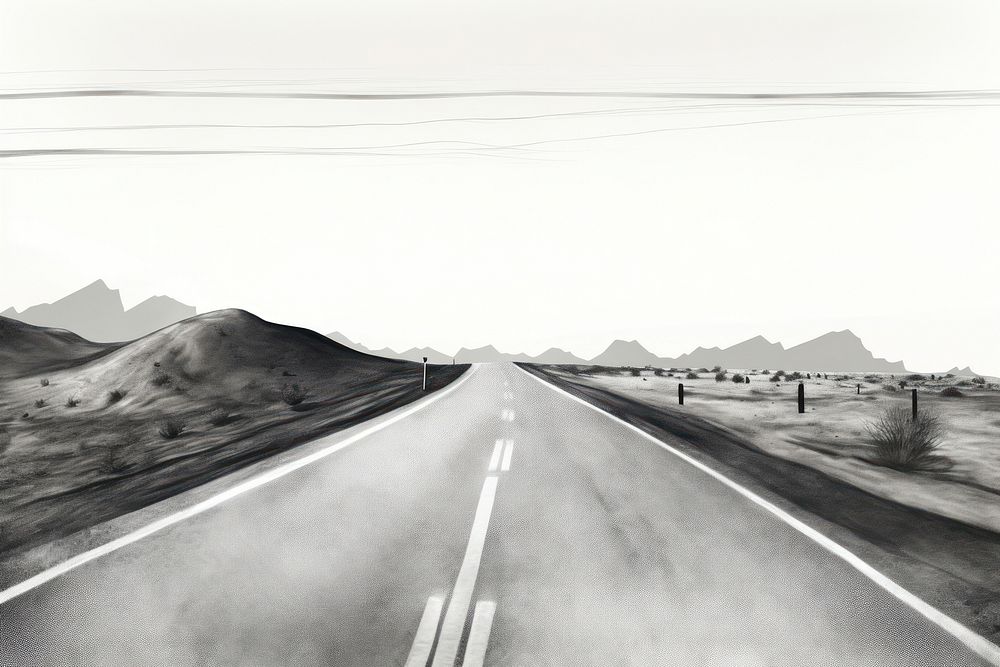  Road highway drawing sketch. AI generated Image by rawpixel.
