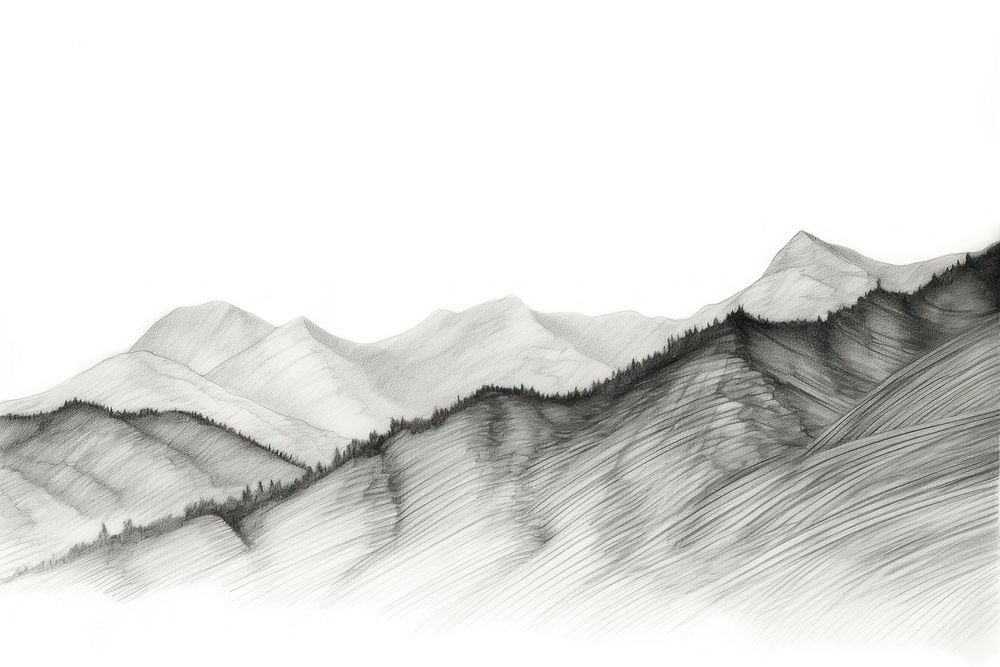  Hills drawing sketch tranquility. AI generated Image by rawpixel.