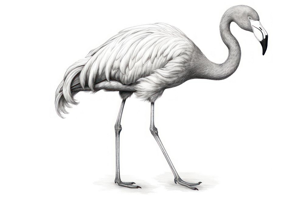  Flamingo drawing animal sketch. AI generated Image by rawpixel.