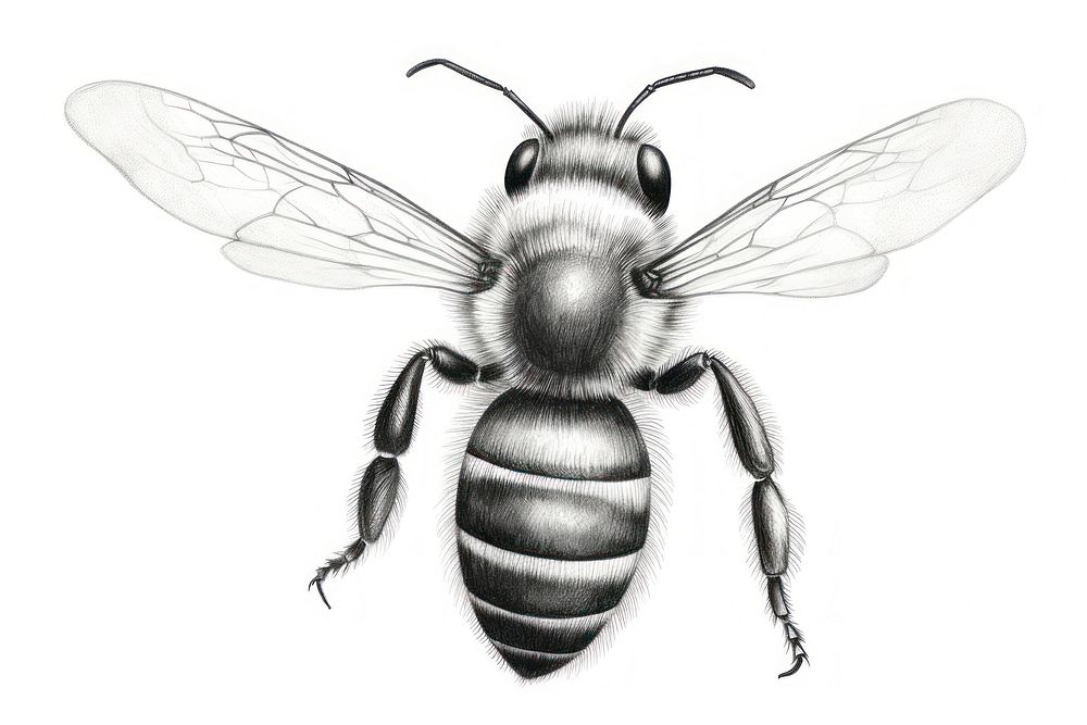  Bee drawing insect animal. AI generated Image by rawpixel.