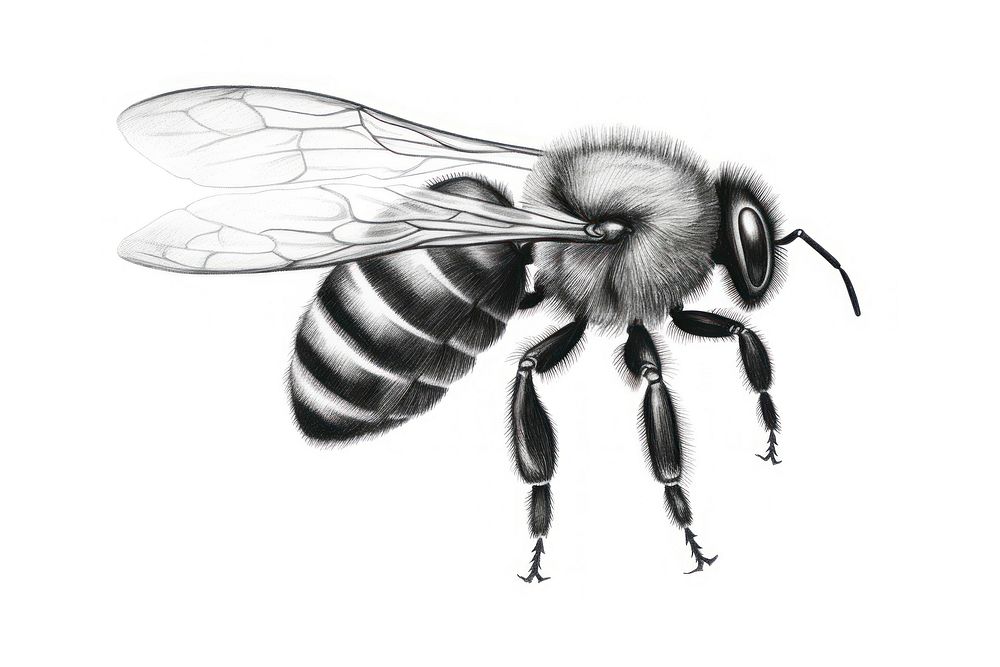  Bee drawing animal insect. AI generated Image by rawpixel.