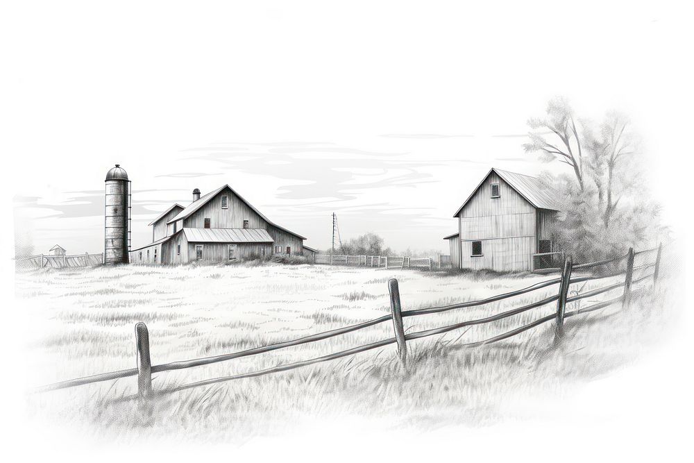  Farm drawing sketch architecture. AI generated Image by rawpixel.