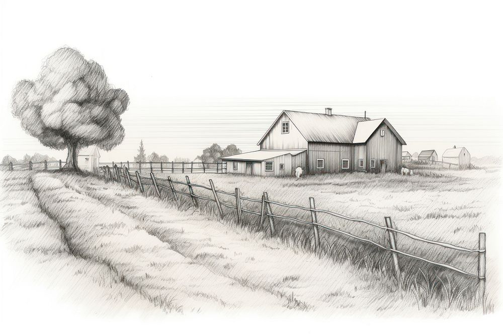  Farm drawing sketch outdoors. AI generated Image by rawpixel.