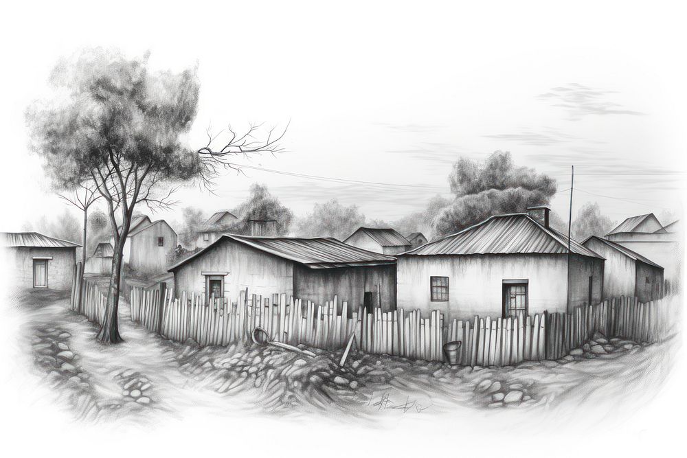  Small village drawing sketch architecture. AI generated Image by rawpixel.