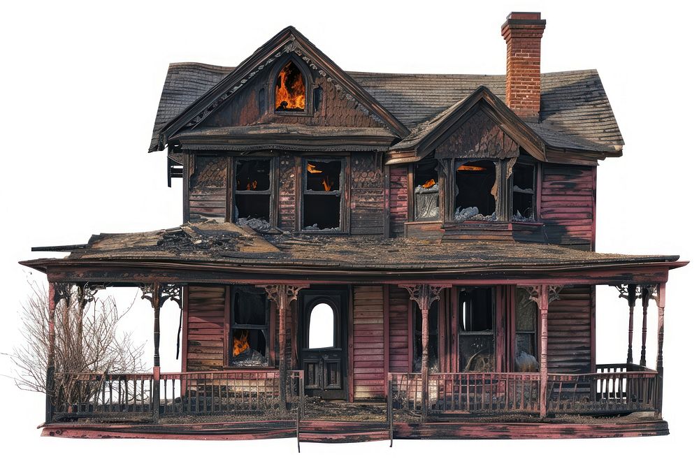 A figure House burnt house architecture building.