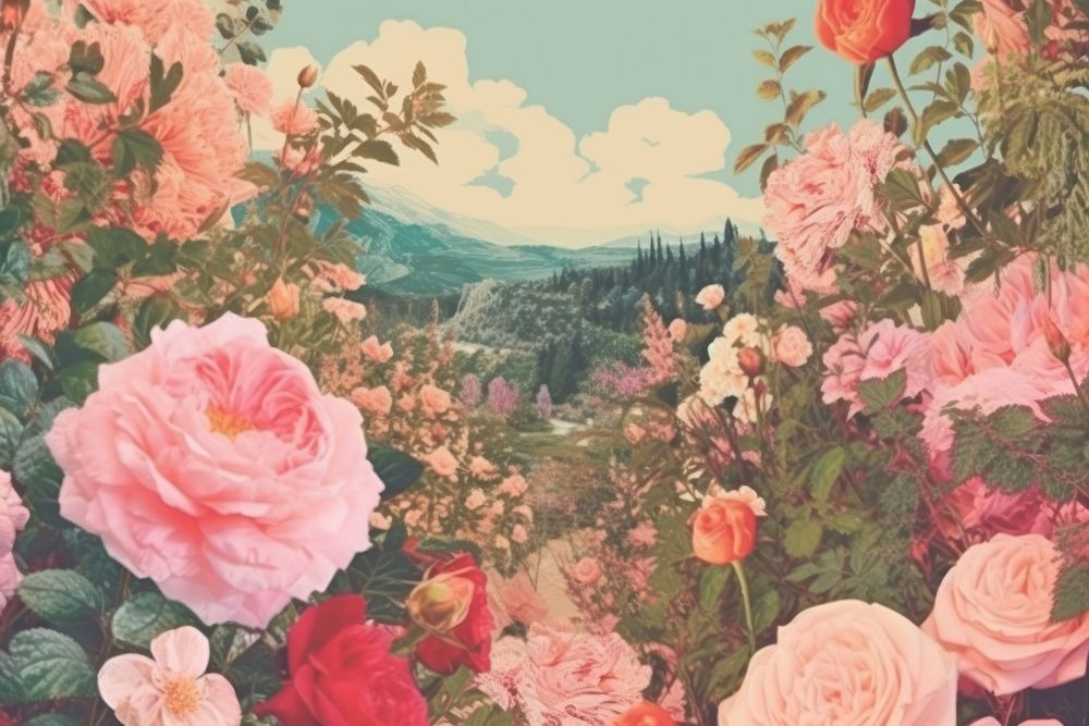 Roses garden backgrounds outdoors painting.