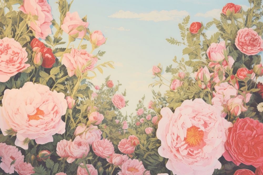 Roses garden backgrounds painting blossom.