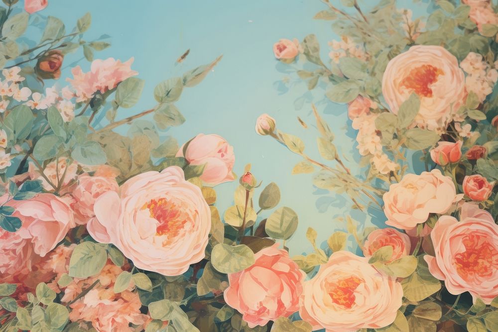 Roses garden backgrounds painting pattern.