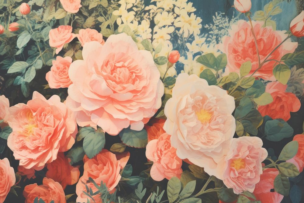 Roses garden backgrounds painting flower.