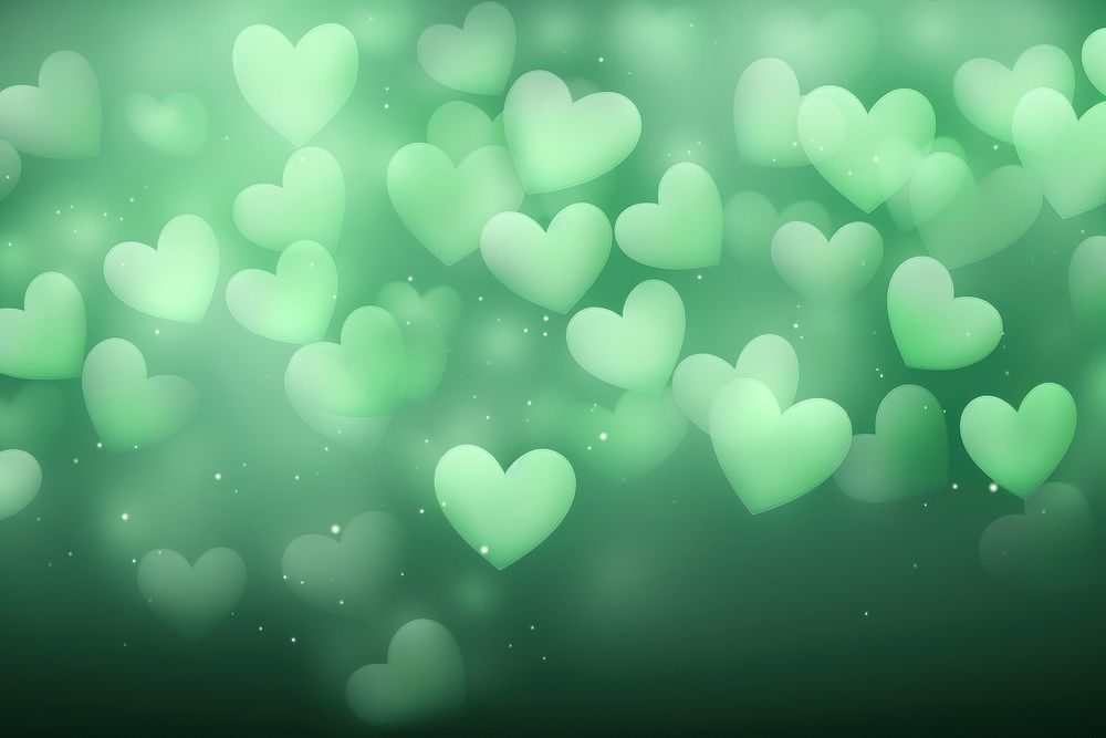 Pastel green neon hearts copyscape backgrounds illuminated defocused. 