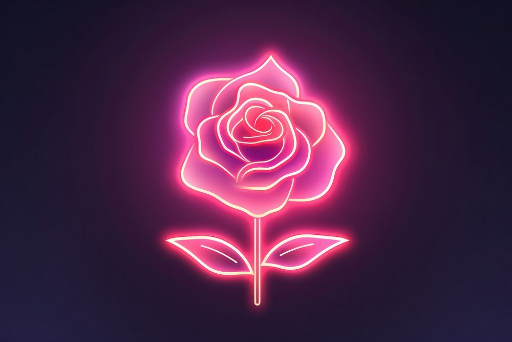 PNG Light neon rose abstract. AI generated Image by rawpixel.