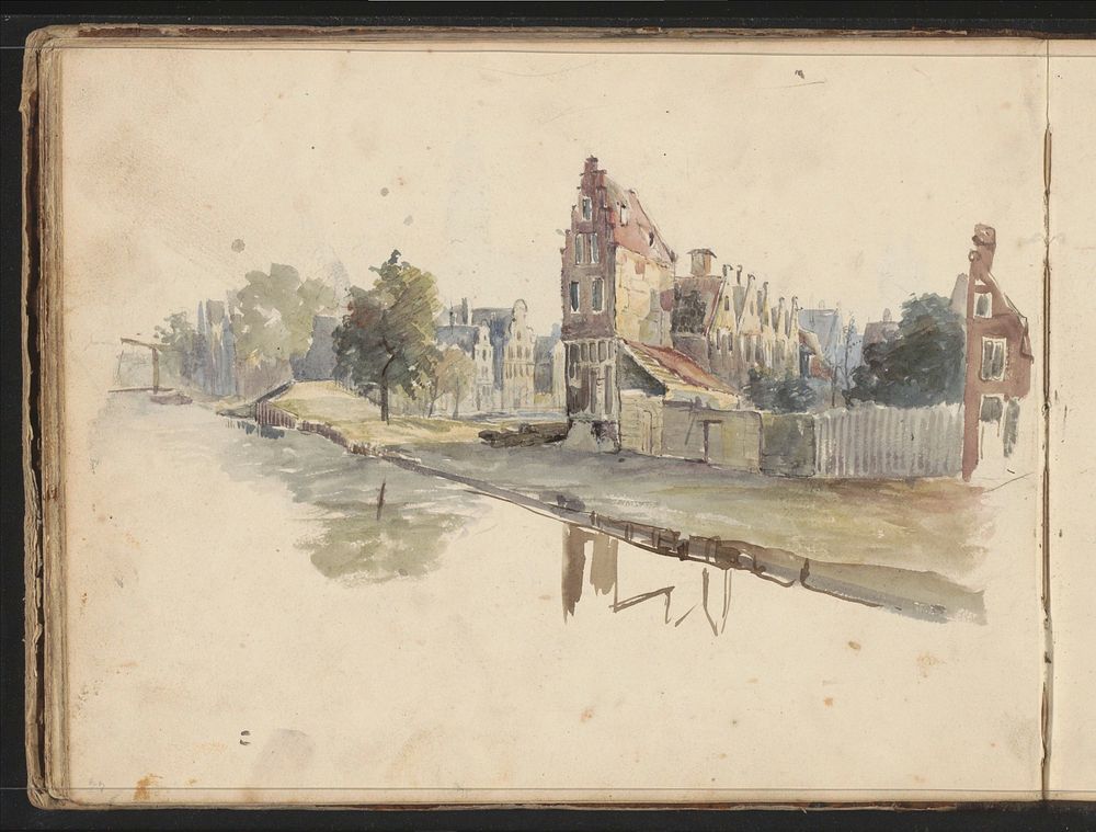 Huizen aan een kade (1822 - 1893) by Willem Troost II