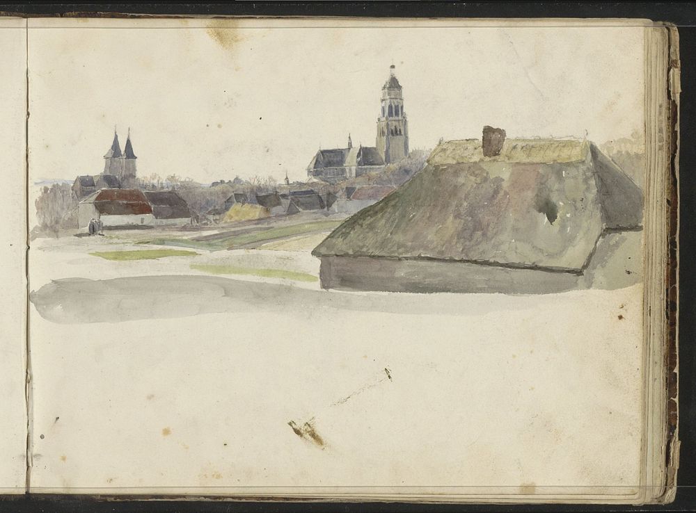 Gezicht op Arnhem met de Sint-Eusebiuskerk (1822 - 1893) by Willem Troost II