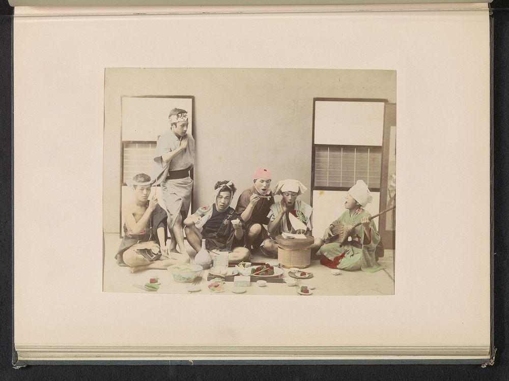 Zes mannen in een theehuis (c. 1887 - in or before 1897) by anonymous and anonymous