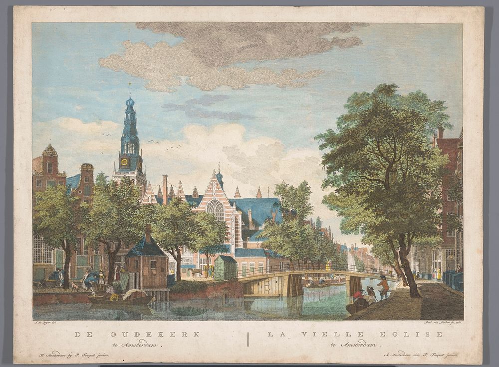 Gezicht op de Oude Kerk te Amsterdam (1760) by Pierre Fouquet, Paulus van Liender and Jan de Beijer