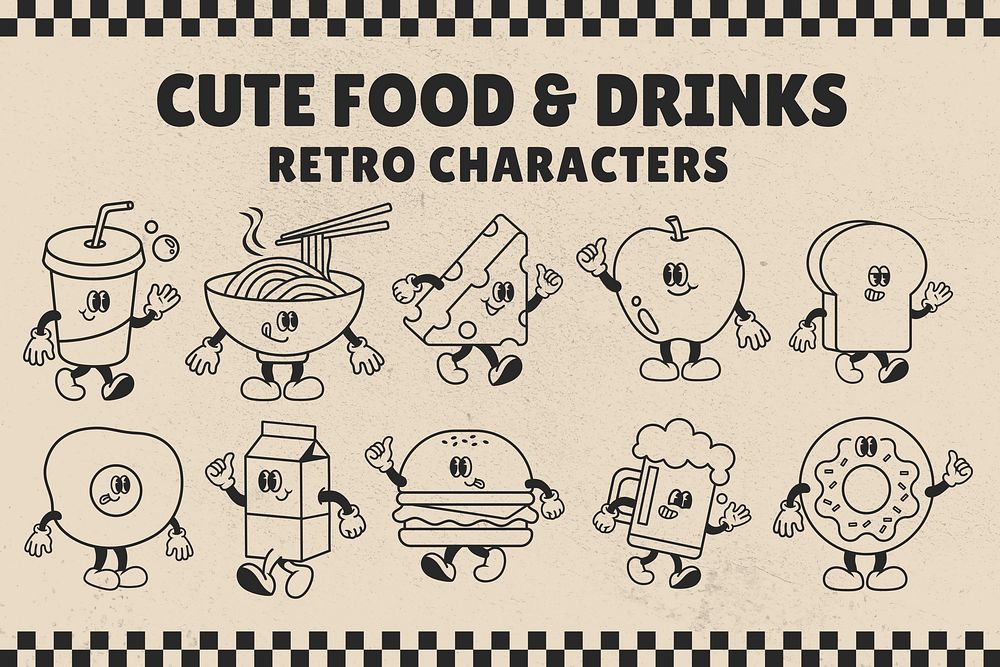 Retro character design element set