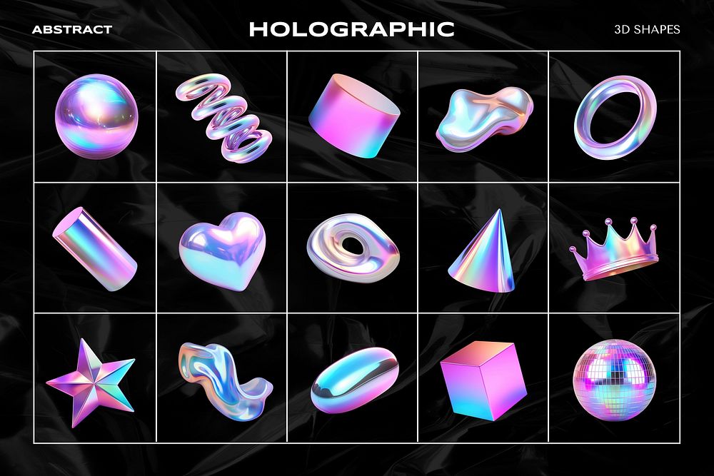 3D holographic shape design element set